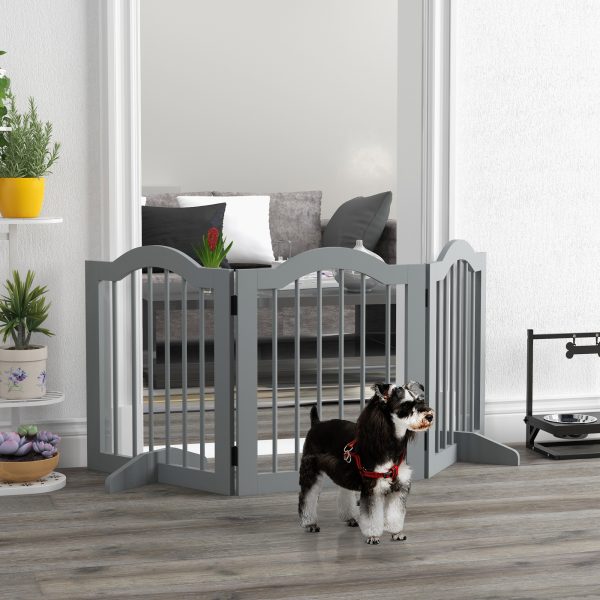PawHut Freestanding Pet Gate Barrier 3 Pannel w/ Support Feet - Image 2