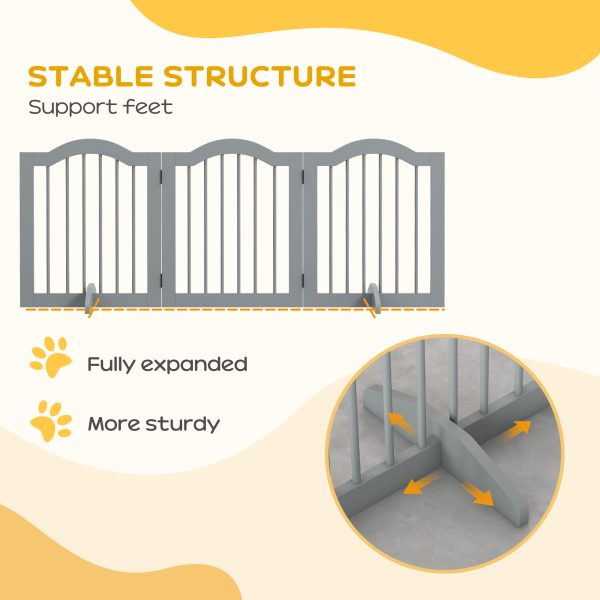 PawHut Freestanding Pet Gate Barrier 3 Pannel w/ Support Feet - Image 7