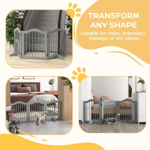 PawHut Freestanding Pet Gate Barrier 3 Pannel w/ Support Feet - Image 8