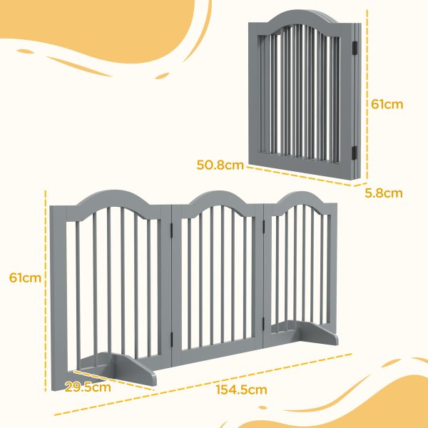 PawHut Freestanding Pet Gate Barrier 3 Pannel w/ Support Feet - Image 5