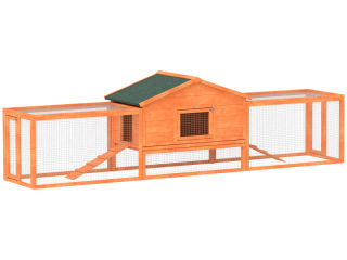 PawHut Wooden Rabbit Hutch Guinea Pig Hutch, Orange, 309 x 70 x 87cm