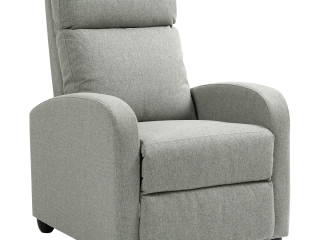 HOMCOM Linen Fabric Reclining Chair with Padded Seat, Light Grey