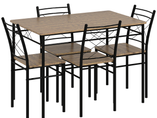 HOMCOM 5 Piece Dining Table and Chairs Set, Space Saving, Oak