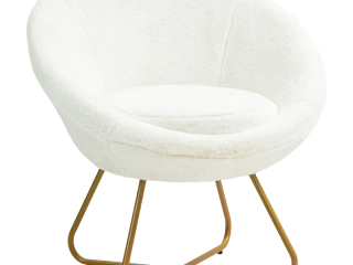 HOMCOM Faux Fur Comfy Chair with Golden Metal Legs, Non-Slip Footpad, White