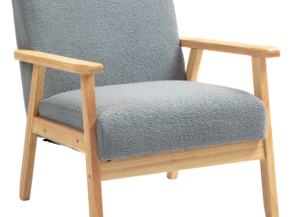 HOMCOM Accent Chair with Wood Frame Wide Seat Cashmere Armchair Grey