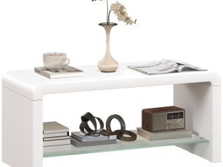 HOMCOM High Gloss Storage Coffee Table, Centre Table for Living Room, White