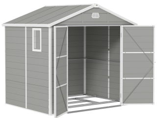 Outsunny 8 x 6ft Garden Shed Storage w/ Foundation Kit, Vents, Light Grey