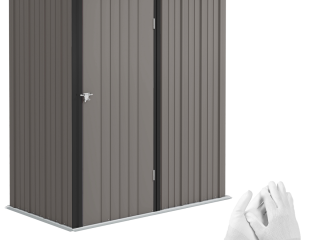Outsunny Outdoor Storage Shed w/ Lockable Door for Garden, Light Grey