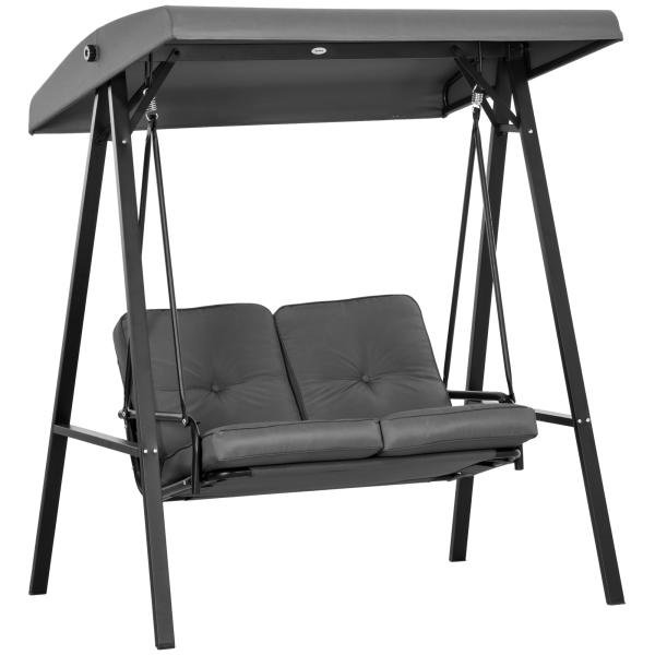 Outsunny 2 Seater Garden Outdoor Swing Chair Hammock w/ Adjustable Canopy