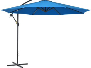 Outsunny 3(m) Garden Banana Parasol Cantilever Umbrella w/ Cross Base, Blue