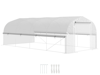 Outsunny Polytunnel Greenhouse W/ Roll-up Sidewalls, Mesh Door, 6 x 3 x 2m