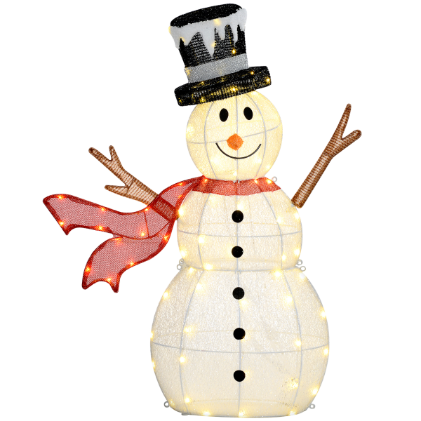 Outsunny Lighted Christmas Snowman Waterproof Outdoor Christmas Decorations