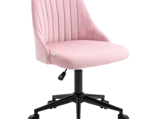 Vinsetto Velvet Office Chair with Adjustable Height and Wheels, Pink