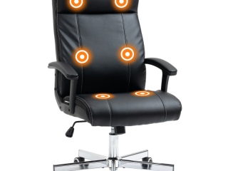 Vinsetto Massage Office Chair PU Leather Computer Chair w/ Tilt Function Black