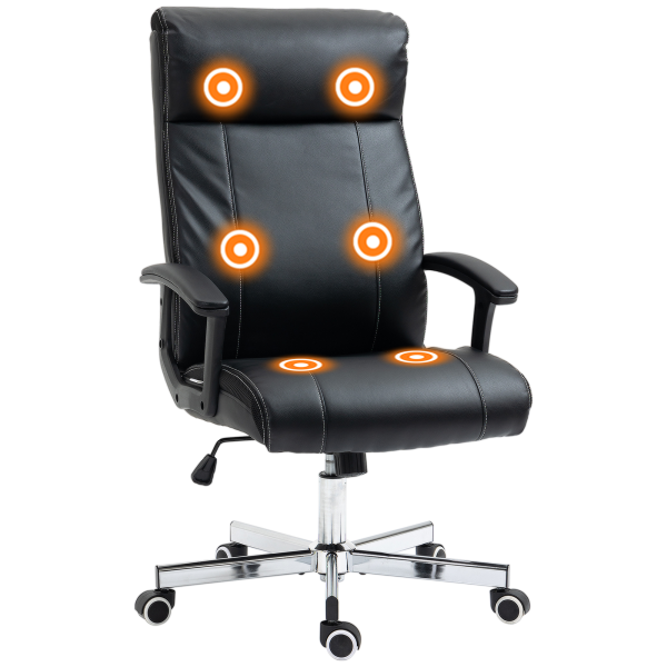 Vinsetto Massage Office Chair PU Leather Computer Chair w/ Tilt Function Black