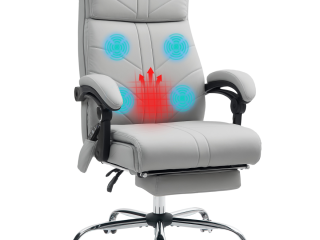 Vinsetto PU Vibration Massage Office Chair with Heat, Footrest, Light Grey