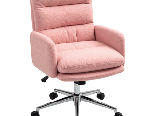 HOMCOM Upholstered Desk Chair with Height Adjustable, Pink