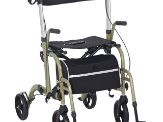 HOMCOM 2 in 1 Wheelchair & Folding Rollator Walker Combo, Yellow-green