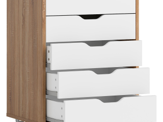 Vinsetto Mobile Filing Cabinet, 5-drawer File Cabinet with Wheels, Oak