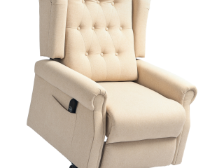 HOMCOM Power Lift Recliner Armchair with Wingback, Button Tufted, Beige