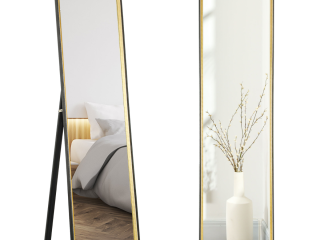 HOMCOM Full Length Mirror Wall Mount Leaning Standing Mirror, Black