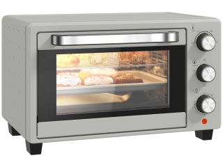 HOMCOM Mini Oven 21L Electric Grill w/ Adjustable Temp 1400W, Silver Tone