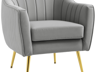 HOMCOM Velvet-Look Shell Shaped Chair with Thick Padded Seat, Grey