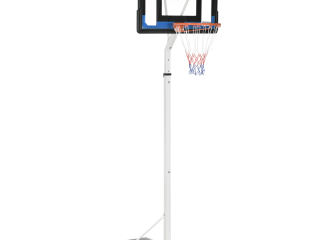 SPORTNOW 2.1-2.6m Basketball Hoop and Stand w/ Weighted Base, Wheels, White