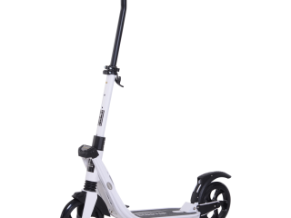 HOMCOM Folding Kick Scooter Teens Adult Ride On Adjustable 2 Big Wheels White
