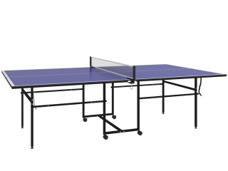 SPORTNOW 9FT Folding Table Tennis Table w/ 4 Wheels, for Indoors, Blue