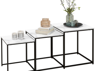 HOMCOM Nesting Coffee Tables Set of 3 Stacking Sofa Side Tables White