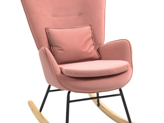 HOMCOM Velvet Rocking Chair with Lumbar Pillow for Living Room Bedroom