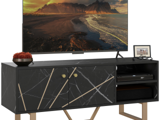 HOMCOM TV Unit for Living Room, TV Stand, Black Marble