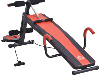 HOMCOM Adjustable Sit Up Bench with Twist Waist Disc for Home, Office, Gym
