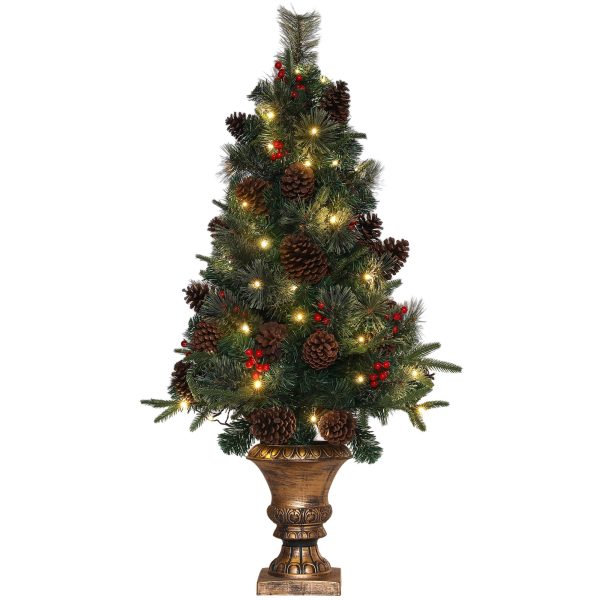 HOMCOM 4ft Artificial Christmas Tree with 60 Warm White LED Lights