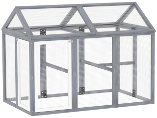 PawHut Chicken Run, Wooden Chicken Coop w/ Combinable Design - Grey