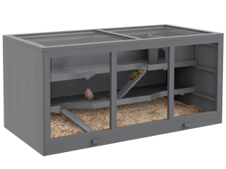 PawHut Wooden Hamster Cage, Exercise Play House Pen with Tray, Openable Top