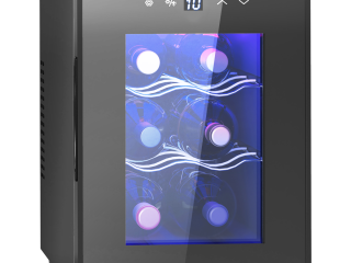 HOMCOM Mini Beer and Wine Fridge, 6 Bottle, with Glass Door, Touch Screen