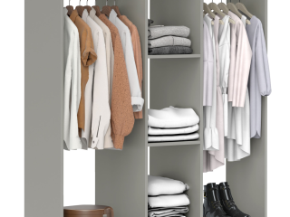 HOMCOM Mobile Double Open Wardrobe w/ Clothes Hanging Rail Clothing Grey