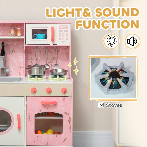 AIYAPLAY Play Kitchen Kids Kitchen Set with Lights and Sounds - Pink - Image 6