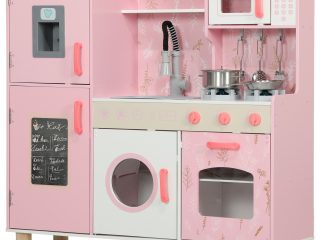 AIYAPLAY Play Kitchen Kids Kitchen Set with Lights and Sounds - Pink
