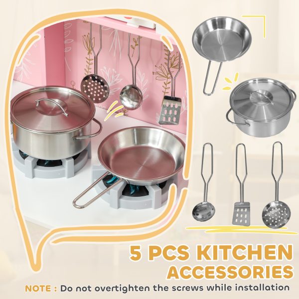 AIYAPLAY Play Kitchen Kids Kitchen Set with Lights and Sounds - Pink - Image 7