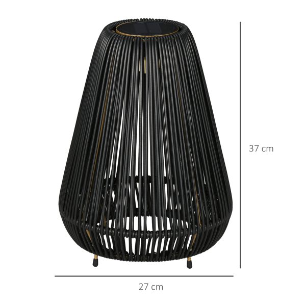 Outsunny 3-Level Adjustable Garden Rattan Solar Lantern, Black - Image 5