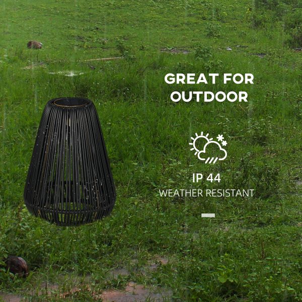 Outsunny 3-Level Adjustable Garden Rattan Solar Lantern, Black - Image 7