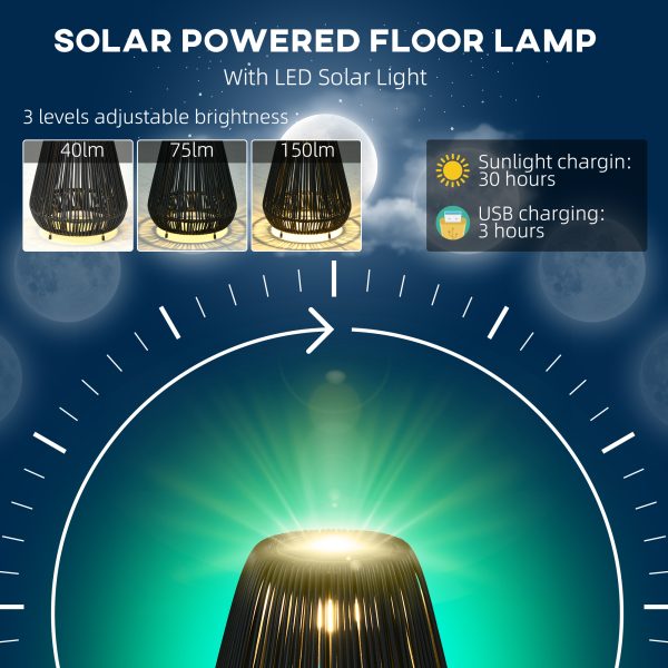 Outsunny 3-Level Adjustable Garden Rattan Solar Lantern, Black - Image 4