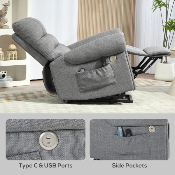 HOMCOM Power Lift Recliner Chair for Elderly with Massage and Heat Grey - Image 8