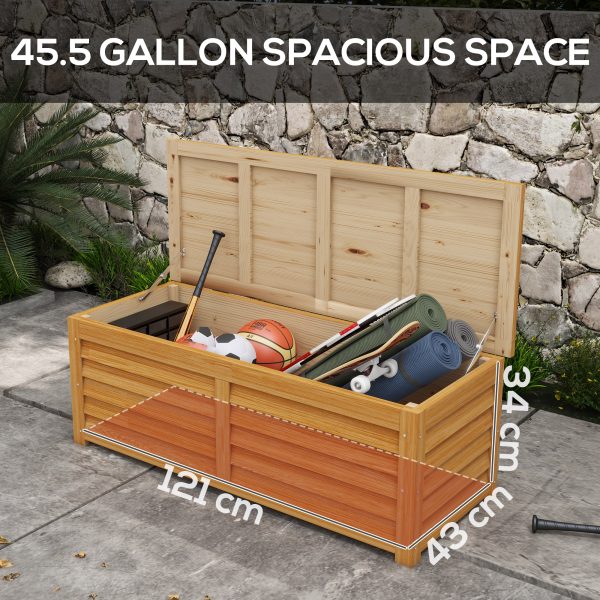 Outsunny 292L Outdoor Storage Box for Patio, Pool, Light Brown - Image 3