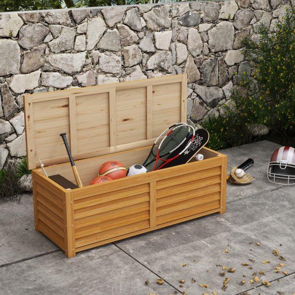 Outsunny 292L Outdoor Storage Box for Patio, Pool, Light Brown - Image 2