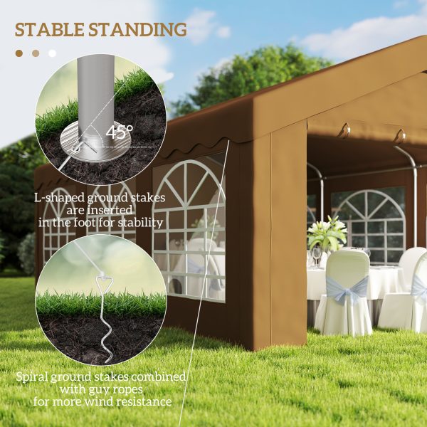 Outsunny 6m Garden Gazebo Carport Shelter w/ Removable Sidewalls, Yellow - Image 6