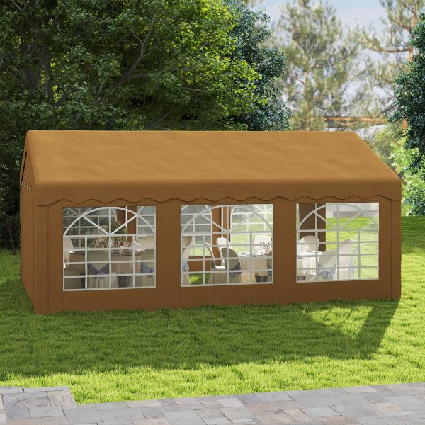 Outsunny 6m Garden Gazebo Carport Shelter w/ Removable Sidewalls, Yellow - Image 8